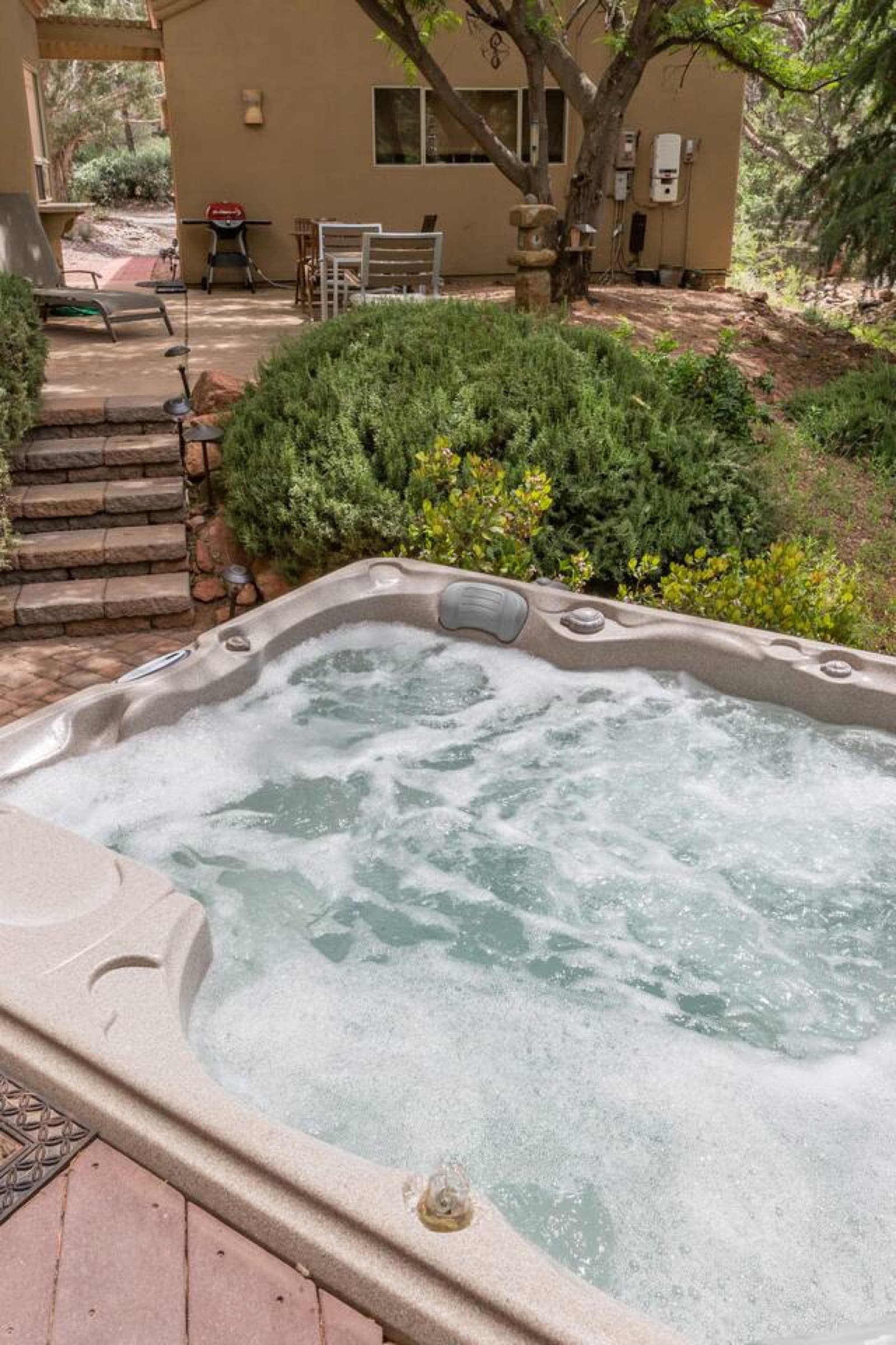 Outdoor hot tub, second angle