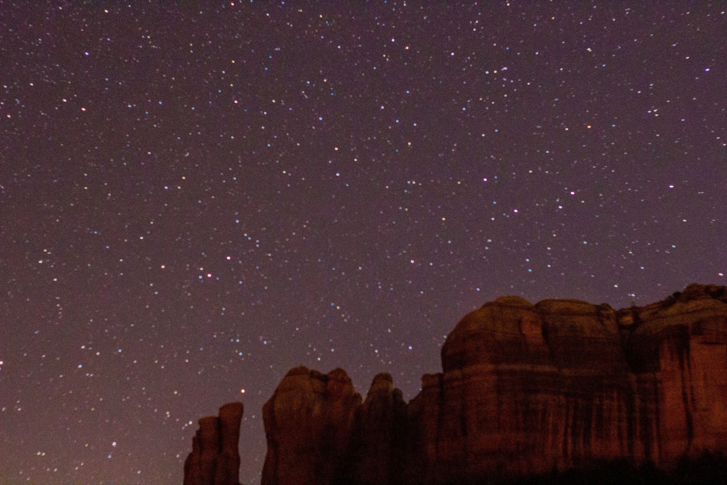 Cathedral Rock under a dense star field